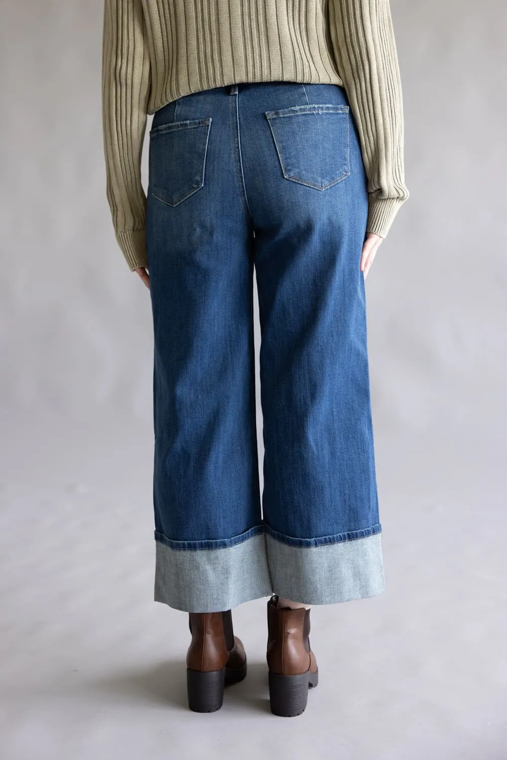 KanCan High Rise Dark Wash Crop Wide Leg Jeans for Women | KC20091D sold by Glik’s product image thumbnail 2