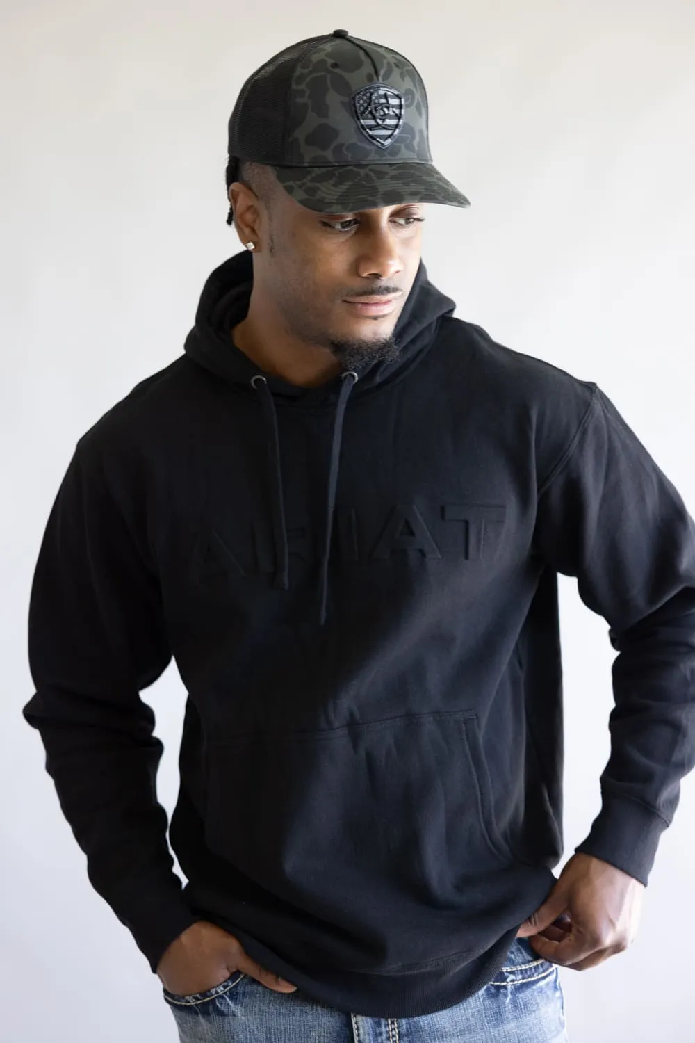 Ariat Embossed Logo Hoodie for Men in Black | 10073716-BLACK sold by Glik’s product image thumbnail 2
