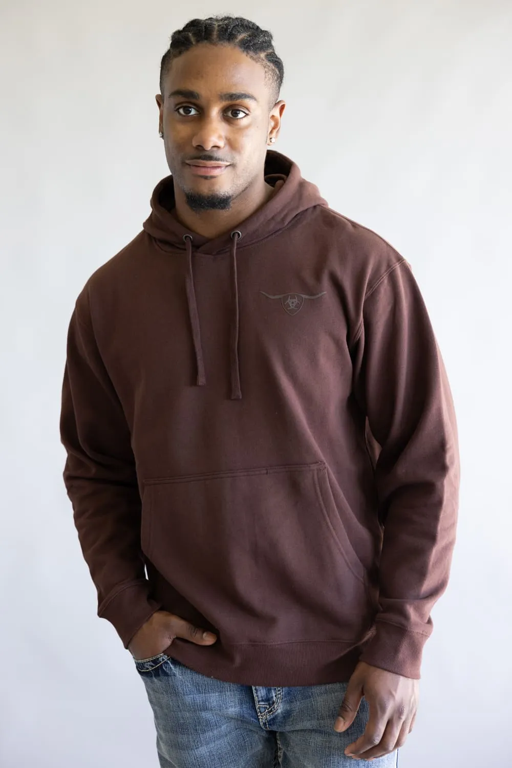 Ariat Shield Steer Head Hoodie for Men in Brown | 10073715-BROWN sold by Glik’s