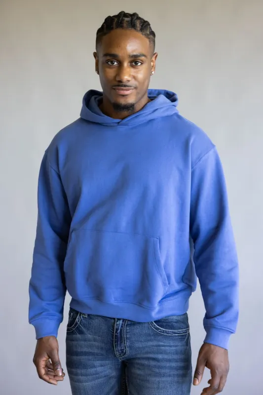 Denim & Flower Hoodie for Men in Iris Blue | CSWS-C655 sold by Glik’s