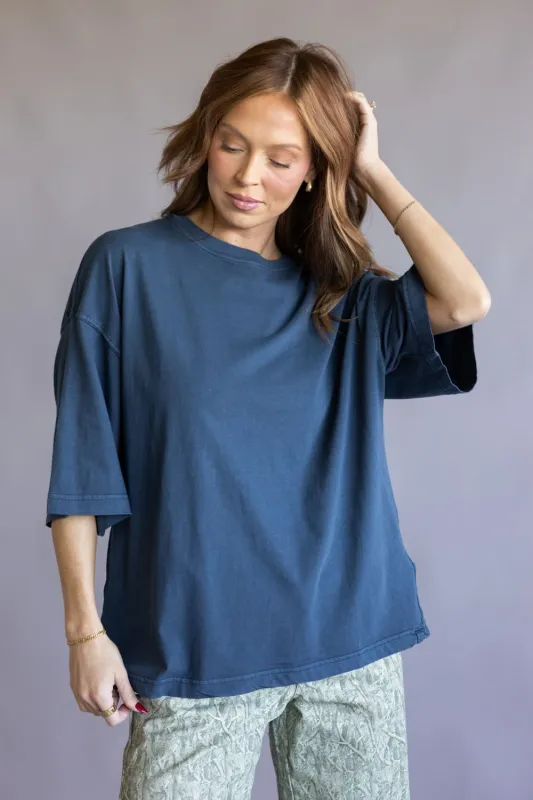 Free People We The Free Perfect Oversized Tee for Women in Varsity Navy | OB2187912-4405-VARSITYNAVY sold by Glik’s