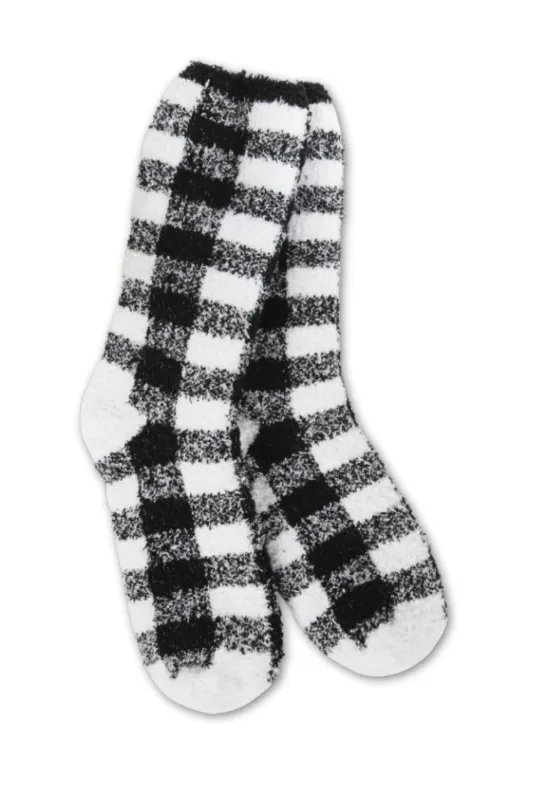 Worlds Softest Fireside Plaid Socks for Women in Black/White | 76446 sold by Glik’s