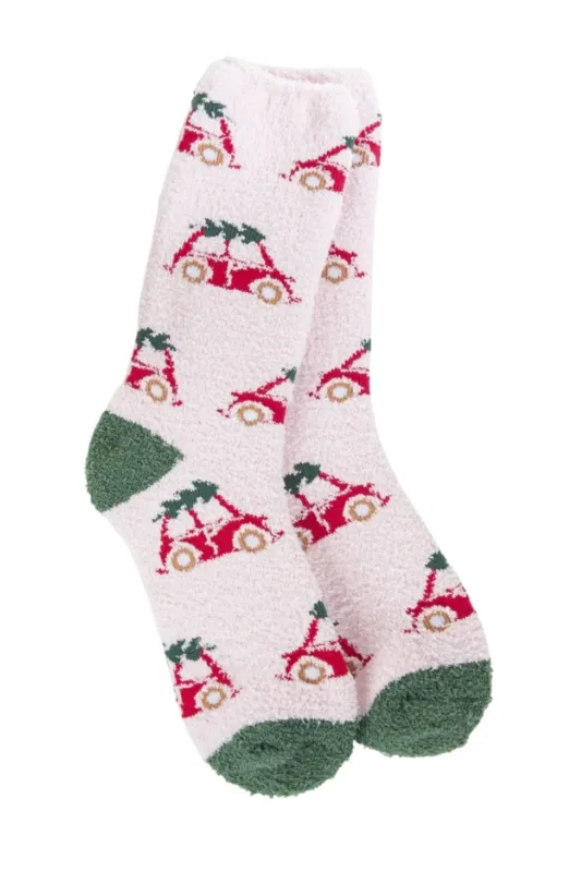 Worlds Softest Holiday Bug Seasonal Crew Socks for Women in Pink | 76345 sold by Glik’s