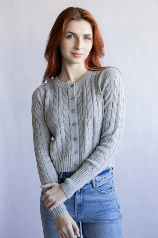 Button Front Cardigan for Women in Light Heather Grey | PF5S44860-LIGHTHEATHERGREY sold by Glik’s