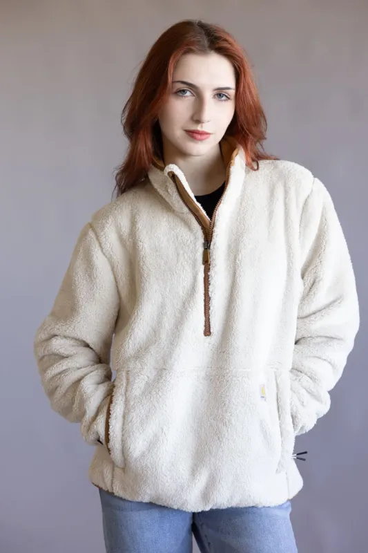 Carhartt Loose Fit Fleece Half Zip Pullover for Women in Oat Milk | 106470-A16 sold by Glik’s