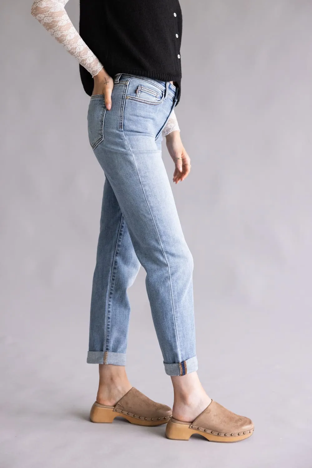 Judy Blue Mid-Rise Clean Cuffed Boyfriend Jeans for Women | 82703REG sold by Glik’s product image thumbnail 2