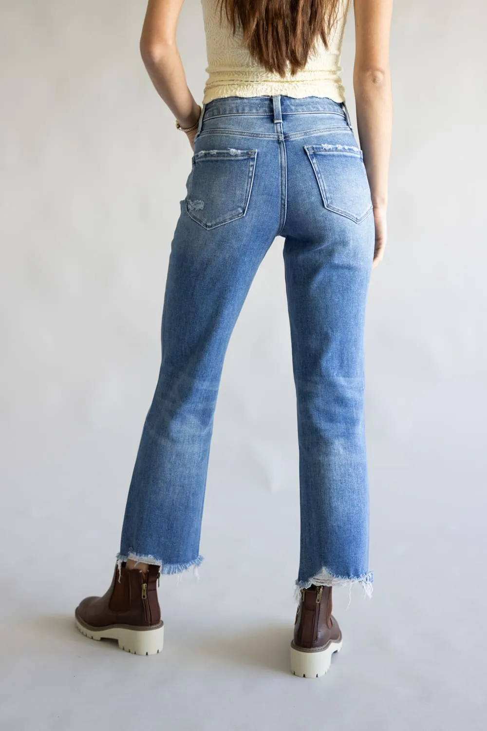 Flying Monkey High Rise Crop Straight Jeans for Women | F6139-M sold by Glik’s product image thumbnail 3