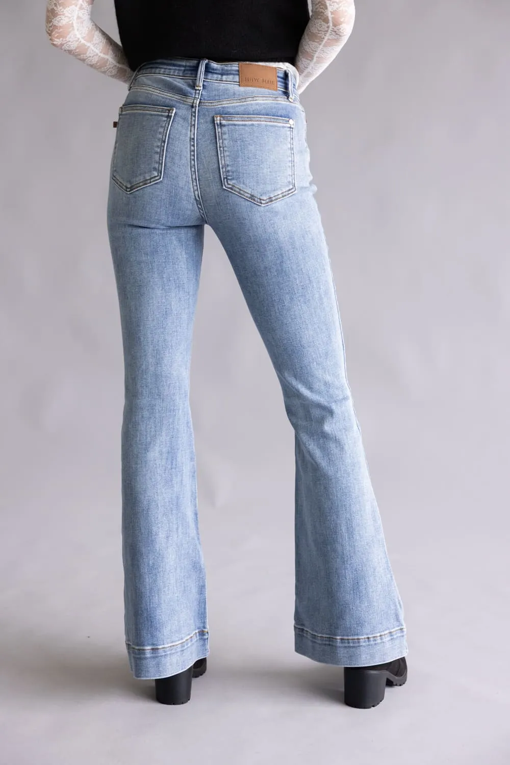 Vervet Legendary Mid-Rise Trouser Hem Bootcut Jeans for Women | T6243 sold by Glik’s product image thumbnail 4