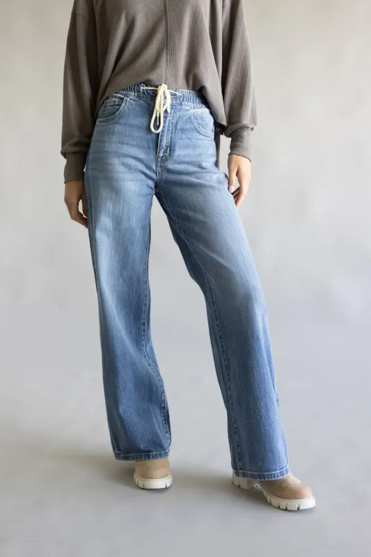 Vervet High-Rise Drawstring Wide Leg Jeans for Women | T7016 sold by Glik’s