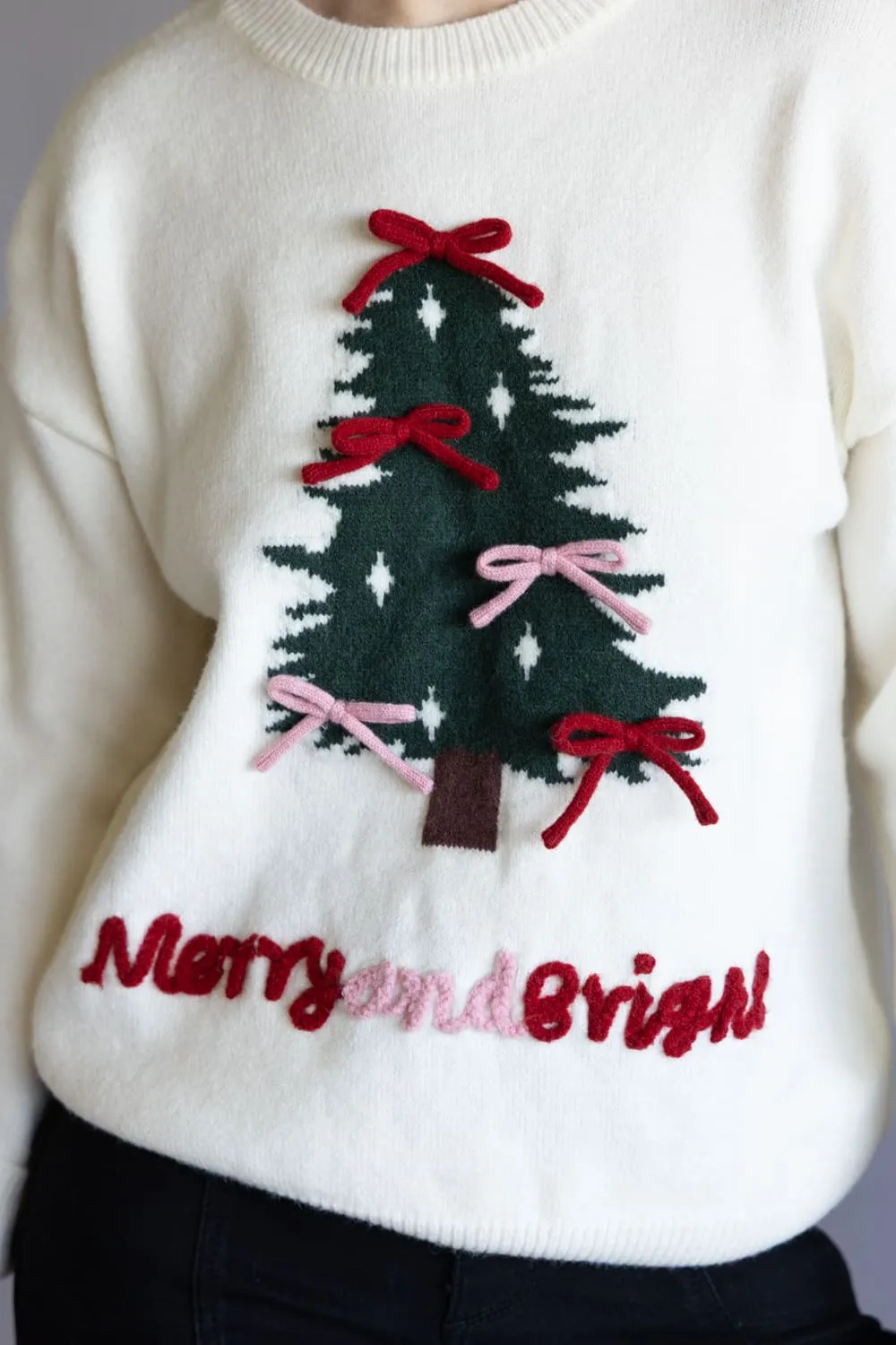Christmas Tree Bow Sweater for Women in Cream | MWT20210-2-CREAM sold by Glik’s product image thumbnail 2