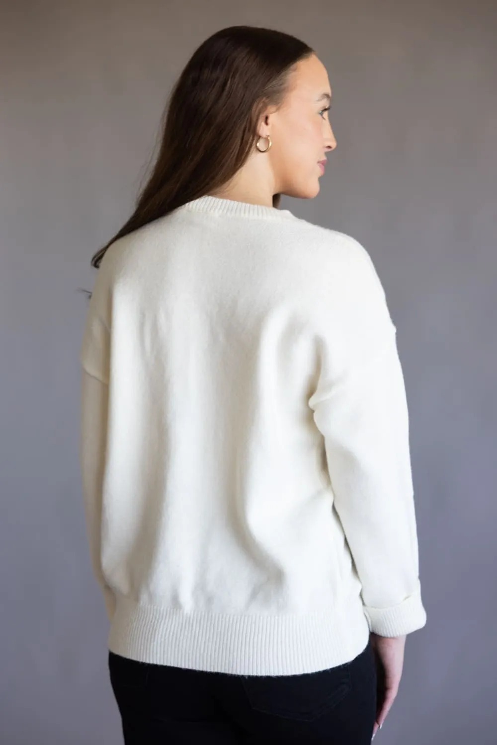 Christmas Tree Bow Sweater for Women in Cream | MWT20210-2-CREAM sold by Glik’s product image thumbnail 3