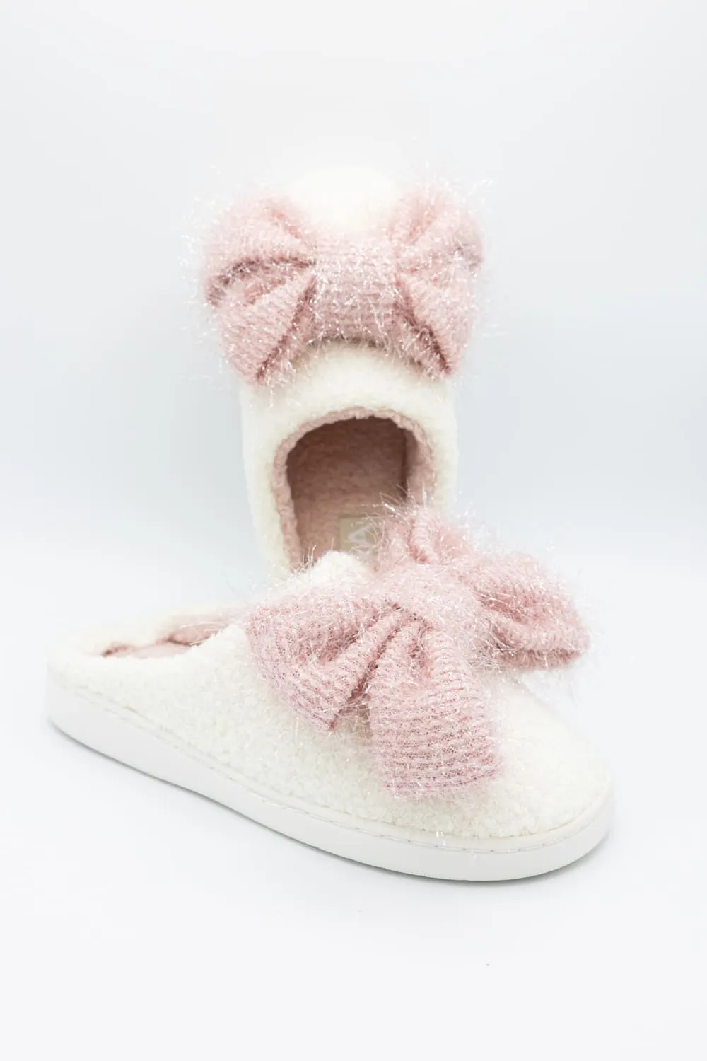 3D Pink Bow Slippers for Women in Off White | GS1412401-3DT-SHEARL sold by Glik’s product image thumbnail 2