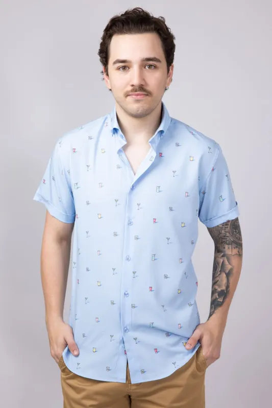 Cocktail Pattern Button Down Shirt for Men sold by Glik’s