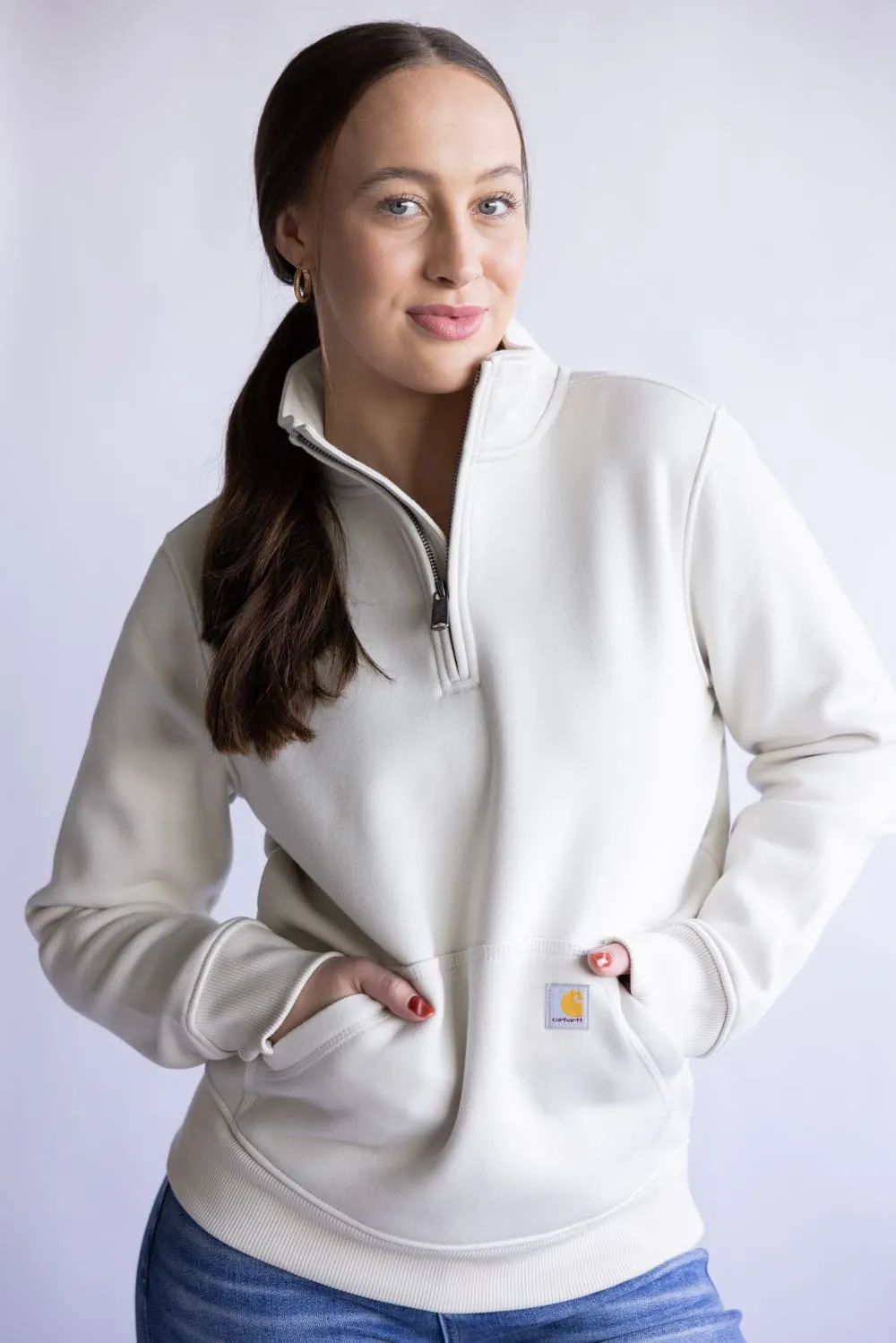 Carhartt Relaxed Fit Quarter Zip Mock Neck Sweatshirt for Women sold by Glik’s