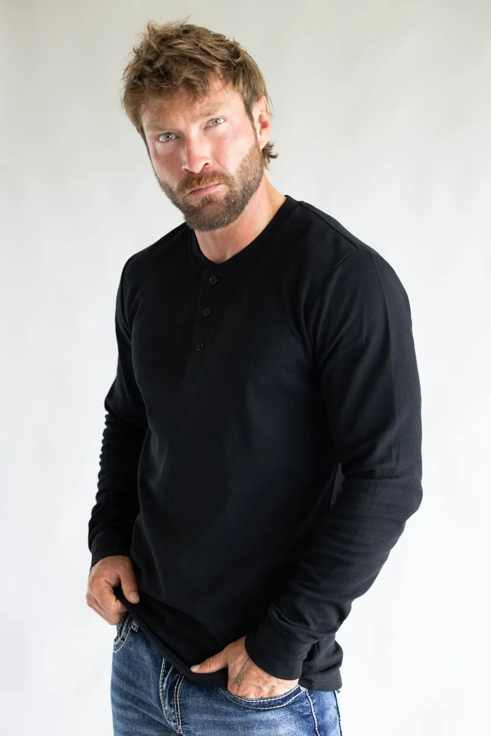 1897 Original Solid Henley Thermal Long Sleeve Shirt for Men sold by Glik’s