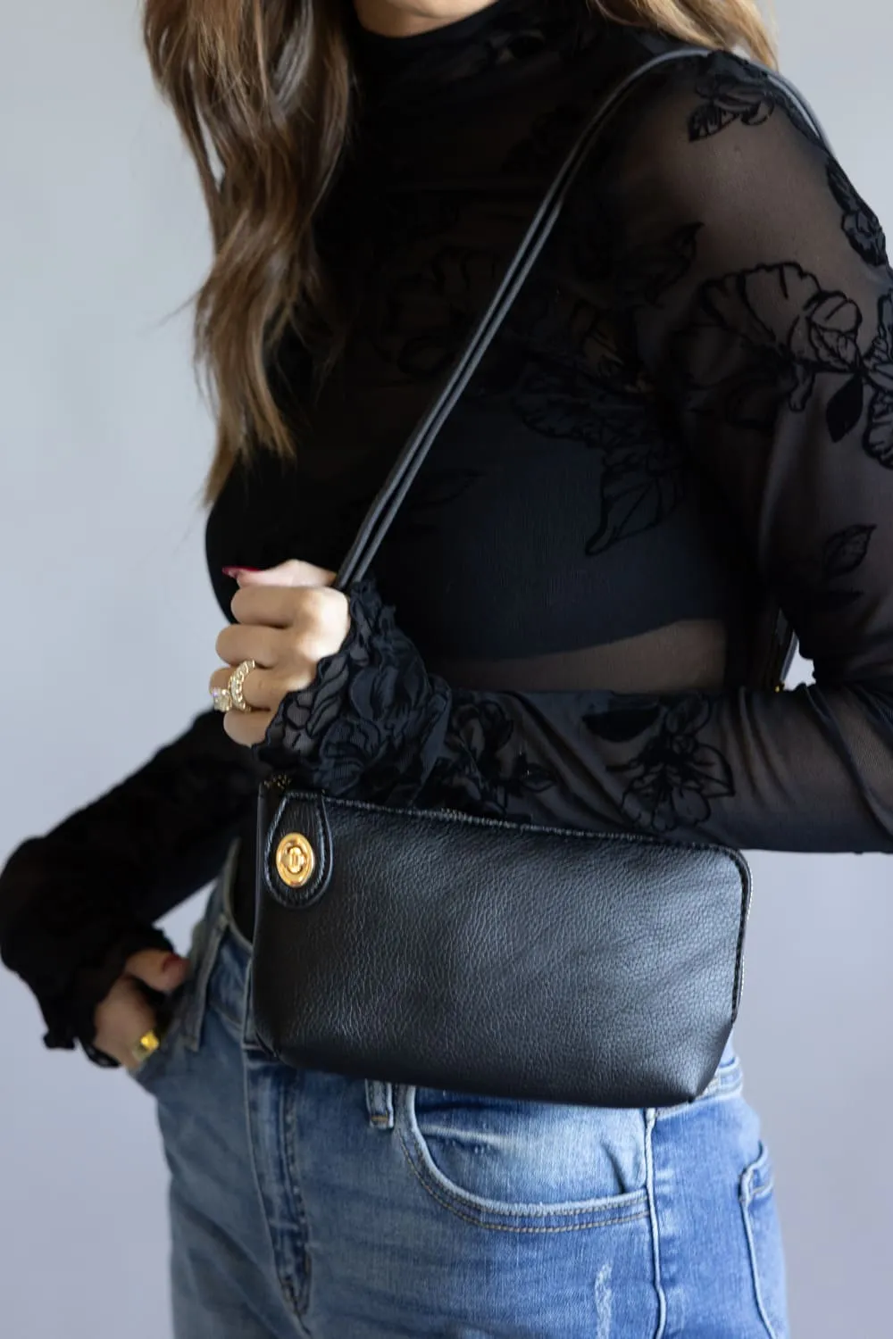 Vegan Leather Mini Crossbody Purse for Women in Black | M1818-BK sold by Glik’s