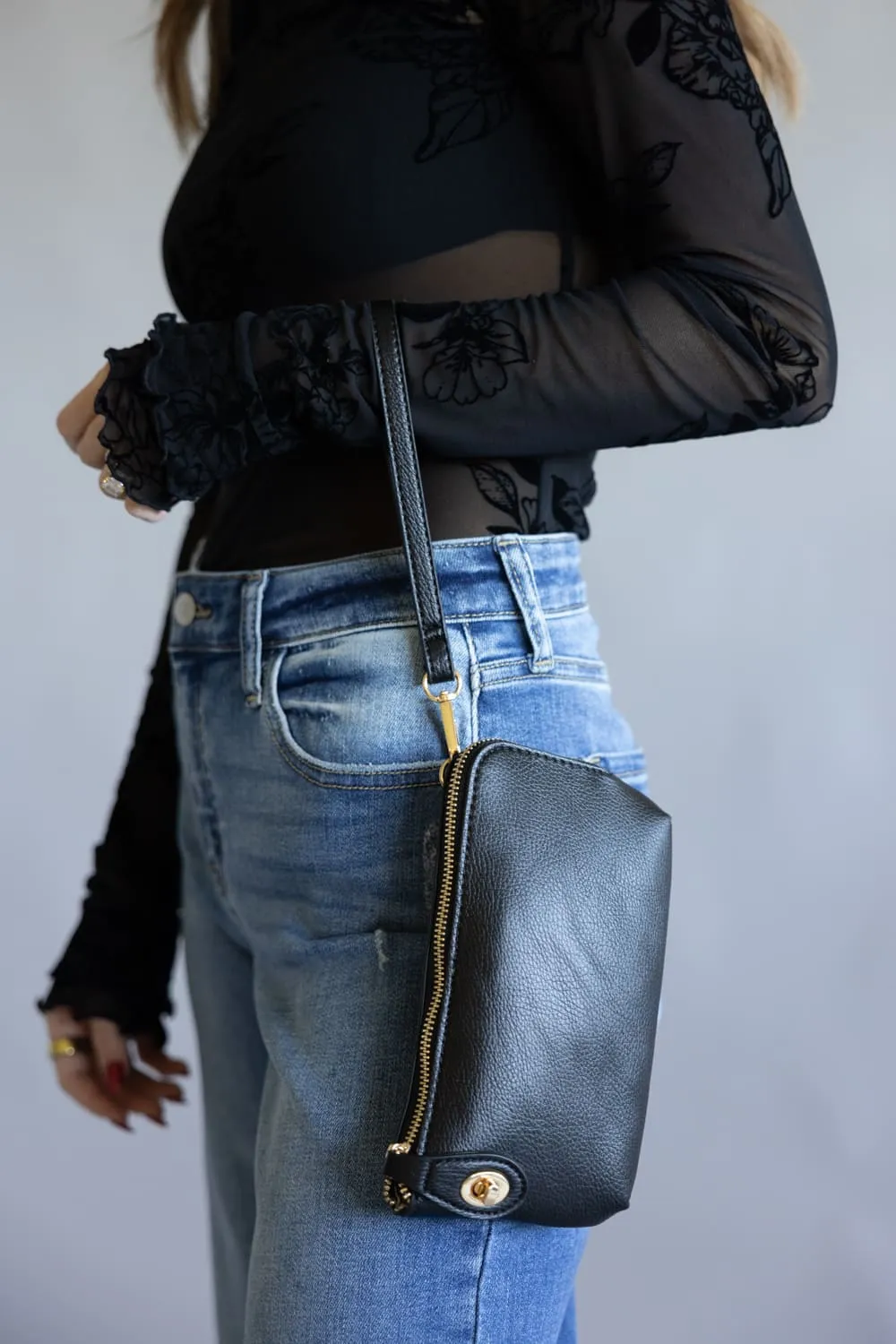 Vegan Leather Mini Crossbody Purse for Women in Black | M1818-BK sold by Glik’s product image thumbnail 3