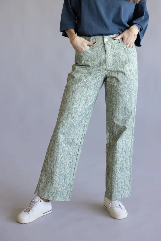 LeLis Mid-Rise Wide Leg Pants for Women in Sage Camo | IP5560-5-SAGECAMO made by Le Lis