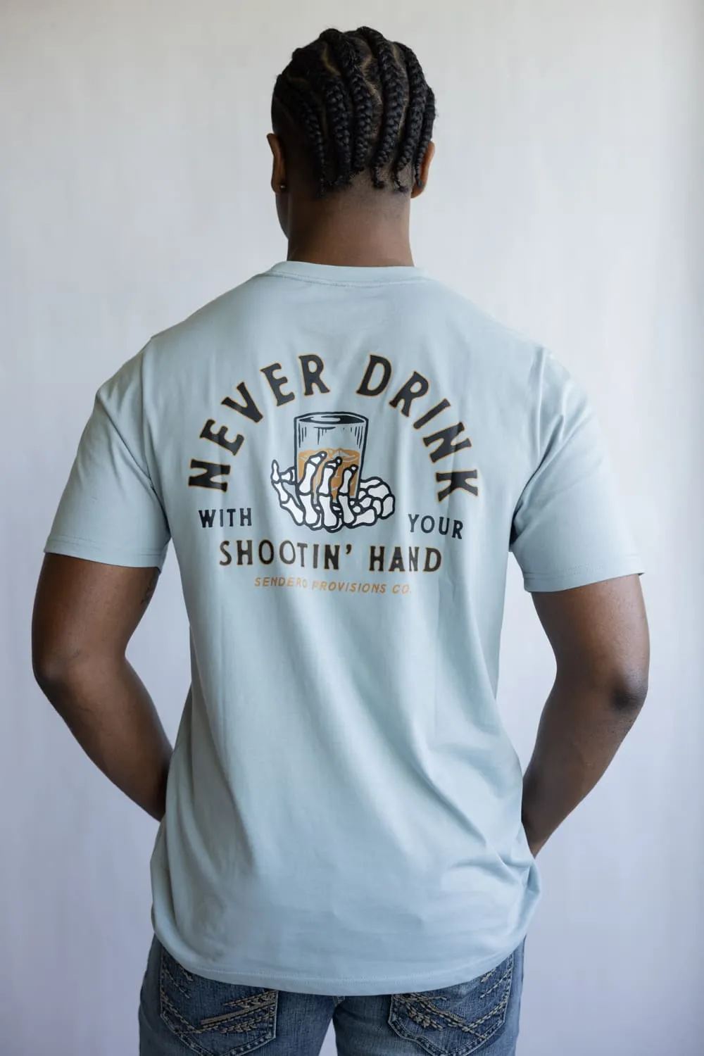 Sendero Provisions Co. Shootin Hand T-Shirt for Men in Sky Blue | SPCS120P15-BIG SKY BLUE sold by Glik’s product image thumbnail 4