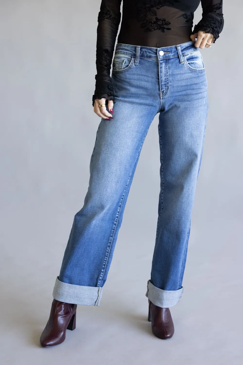KanCan High-Rise Wide Leg Cuff Jeans for Women | KC20083M sold by Glik’s