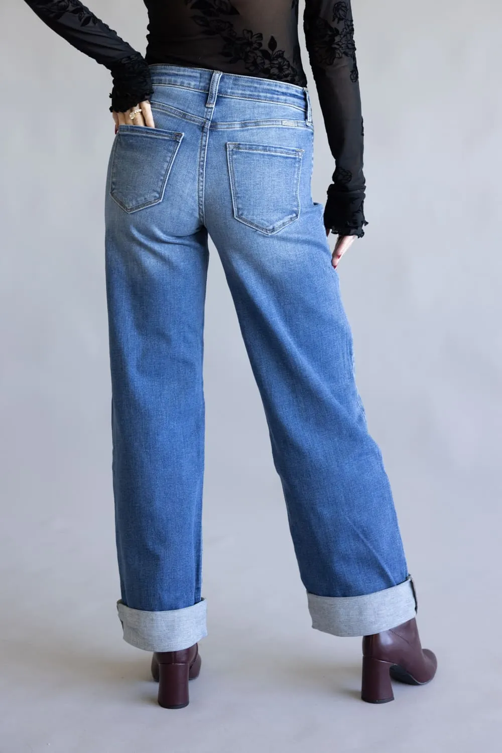 KanCan High-Rise Wide Leg Cuff Jeans for Women | KC20083M sold by Glik’s product image thumbnail 4