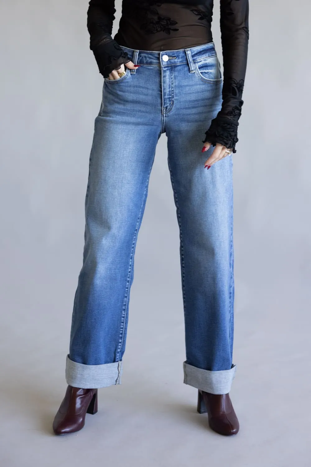 KanCan High-Rise Wide Leg Cuff Jeans for Women | KC20083M sold by Glik’s product image thumbnail 5