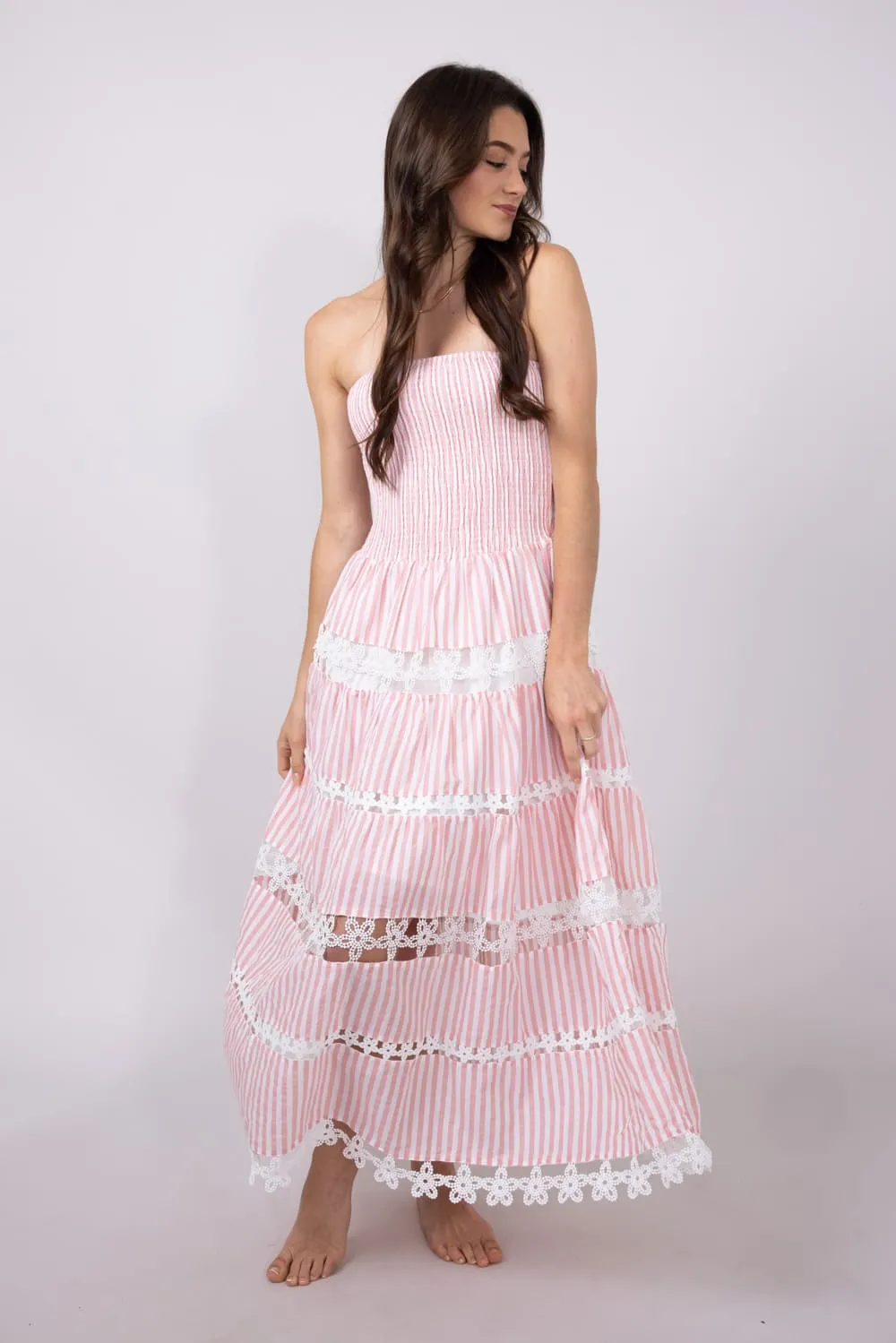 Strut & Bolt Striped Eyelet Lace Strapless Dress for Women sold by Glik’s product image thumbnail 2