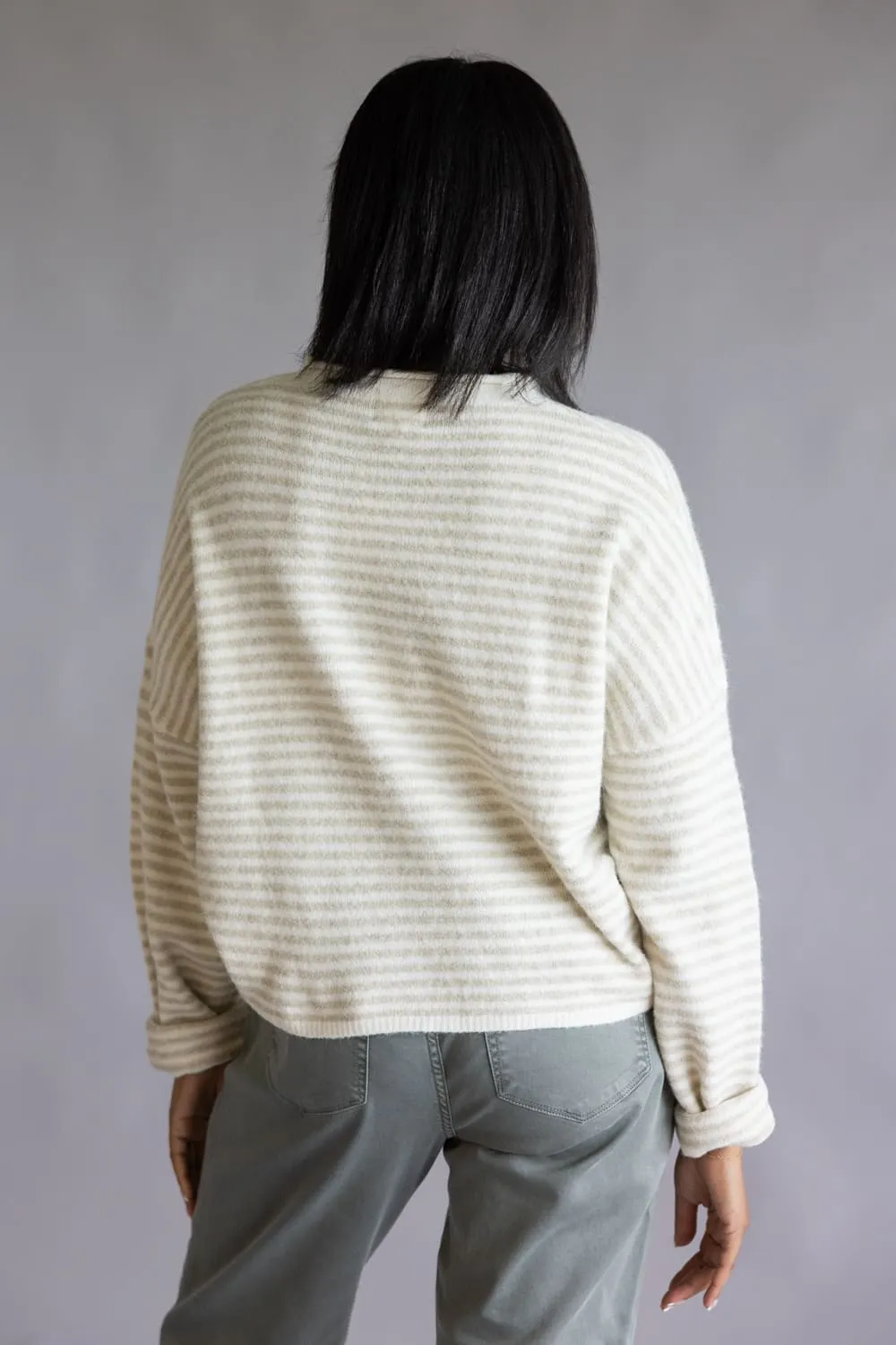 Things Between Piper Cardigan for Women in Cream Stripe | TBW13418-CRM sold by Glik’s product image thumbnail 4