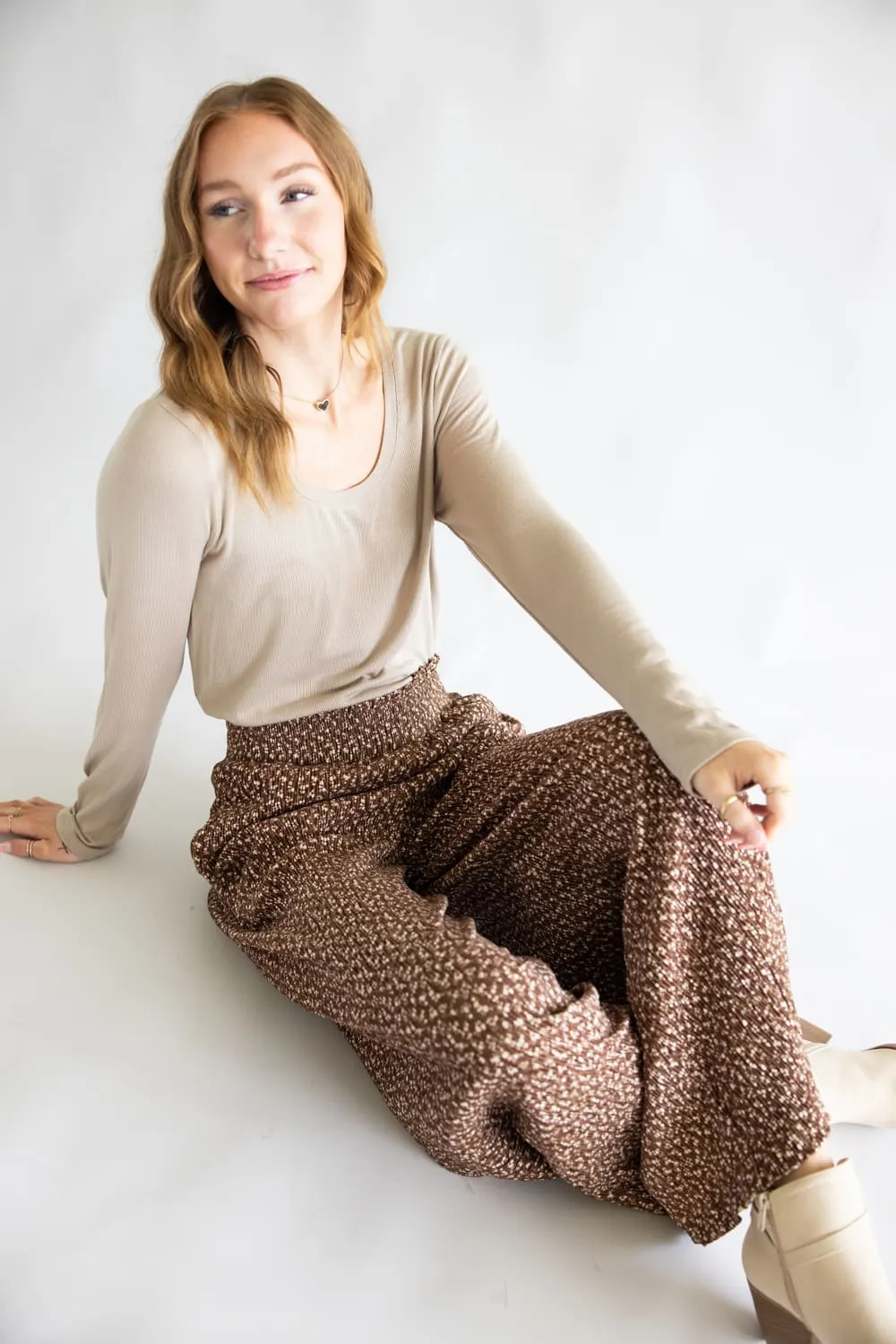 Ditsy Floral Smocked Waist Wide Leg Pants for Women sold by Glik’s product image thumbnail 2