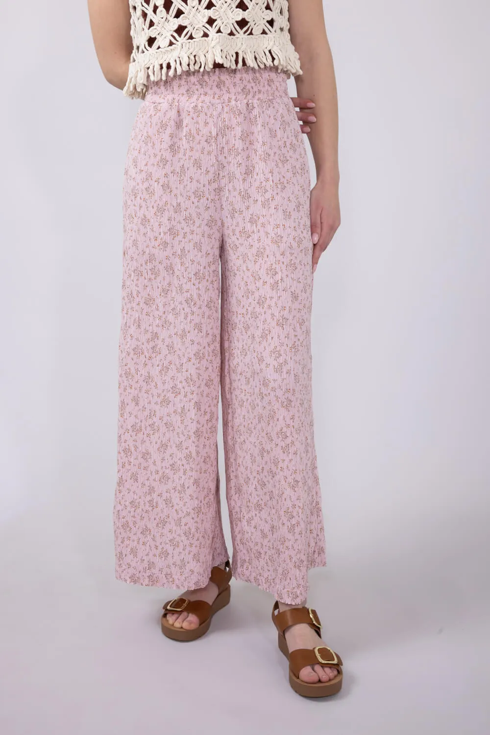 Ditsy Floral Smocked Waist Wide Leg Pants for Women sold by Glik’s