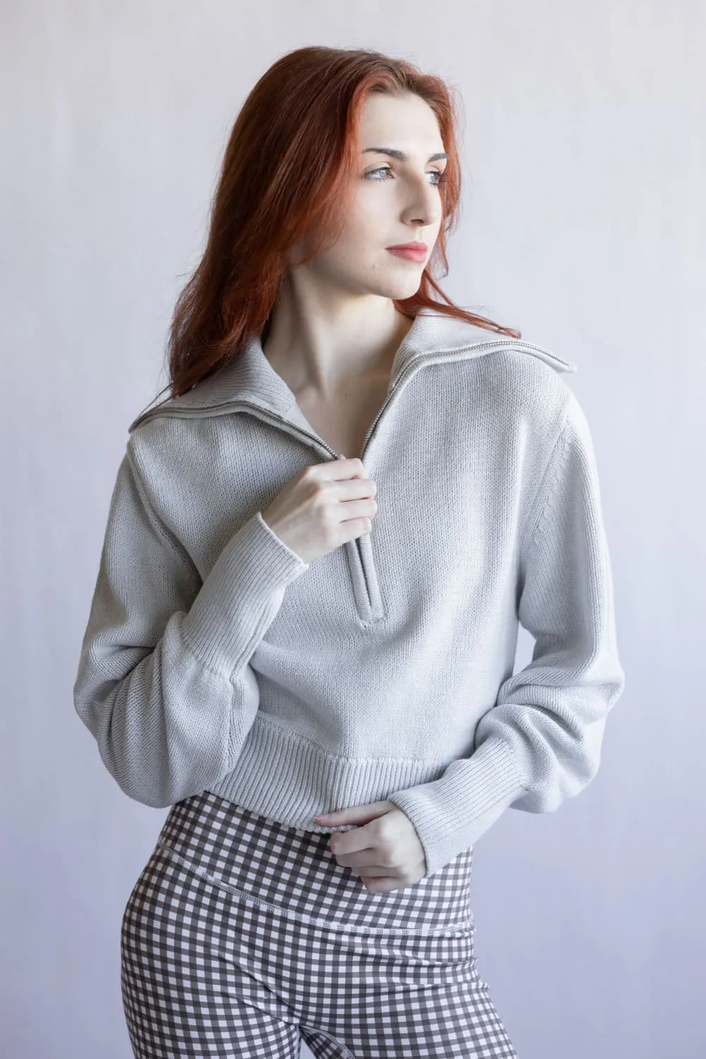 Quarter Zip Cropped Sweater for Women sold by Glik’s product image thumbnail 3