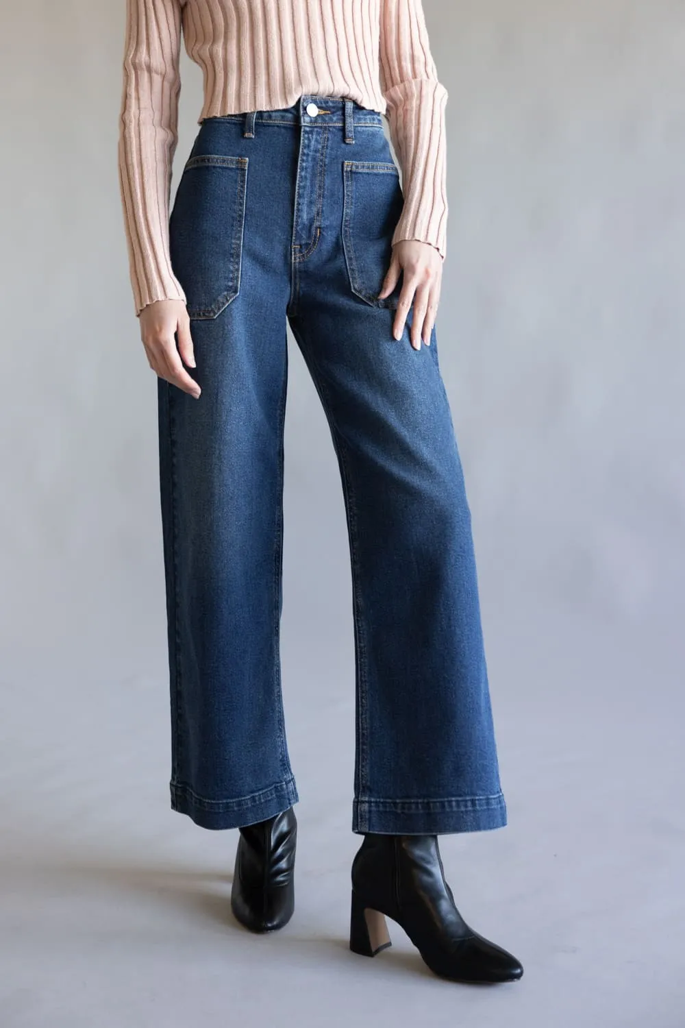 JBD High-Rise Utility Wide Leg Jeans for Women | DP649-DARKDENIM sold by Glik’s