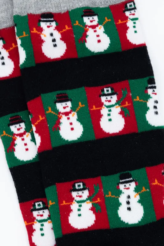 Snowmen Holiday Crew Socks for Men in Black | 91235STNM sold by Glik’s