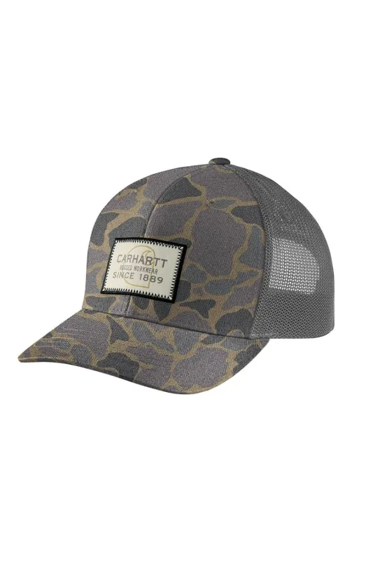 Carhartt Wool Logo Patch Mesh Back Cap for Men in Camo | 107003-GM5  BLACK sold by Glik’s