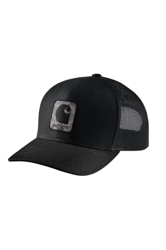 Carhartt Camo Logo Patch Mesh Back Cap for Men in Black | 107271-N04 BLK sold by Glik’s