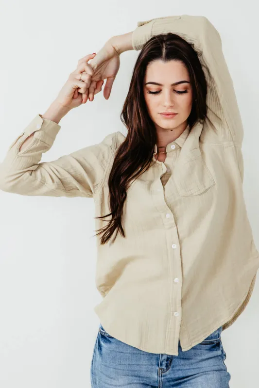 Thread & Supply Riley Button Up Shirt for Women in Light Khaki | T1933DWCTS-LIGHTKHAKI sold by Glik’s