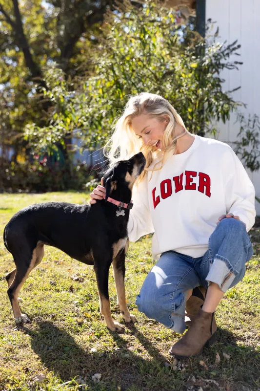 1897 Active Embroidered Lover Sweatshirt for Women in White | GT893-IVORY sold by Glik’s