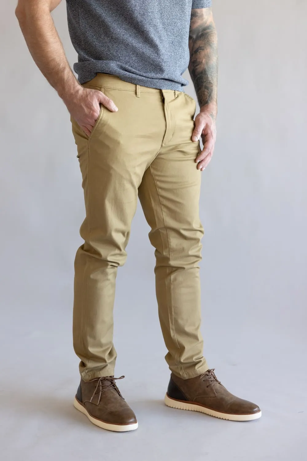 Tailor Vintage Performance Tech 5 Pocket Pants for Men in Khaki | TVPP260C-KHAKI sold by Glik’s product image thumbnail 2