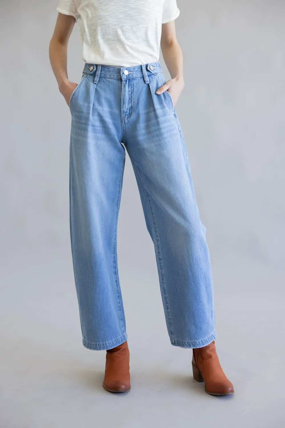 Vervet High Rise Pleated Barrel Jeans for Women | V3617 sold by Glik’s