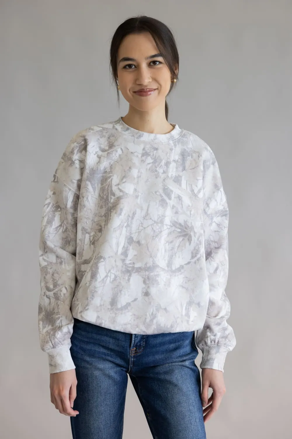 Relaxed Fit Fleece Sweatshirt for Women in Cream Camo | T2522-CREAMCAMO sold by Glik’s product image thumbnail 3