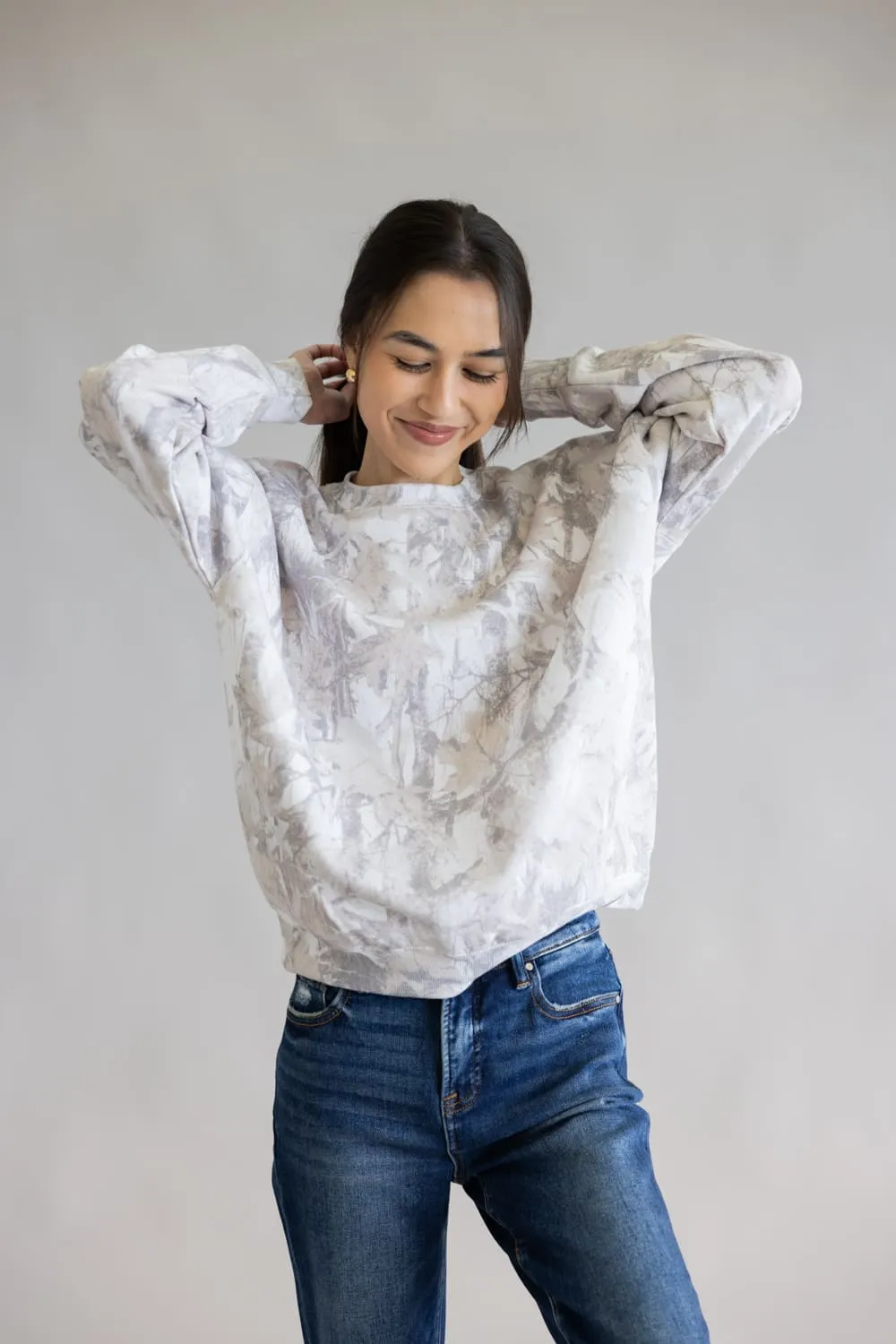 Relaxed Fit Fleece Sweatshirt for Women in Cream Camo | T2522-CREAMCAMO sold by Glik’s