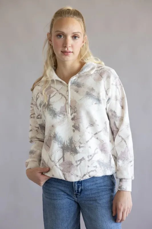 Fleece Half Zip Sweatshirt for Women in Pink Camo | JK434-PINKCAMO sold by Glik’s