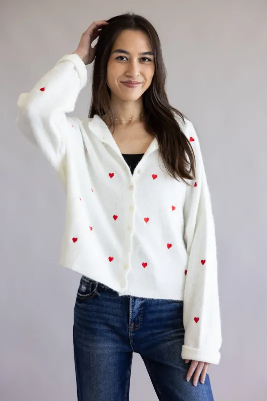 Things Between Heart Piper Cardigan for Women in White | TBW13321-SNWRED made by Things Between
