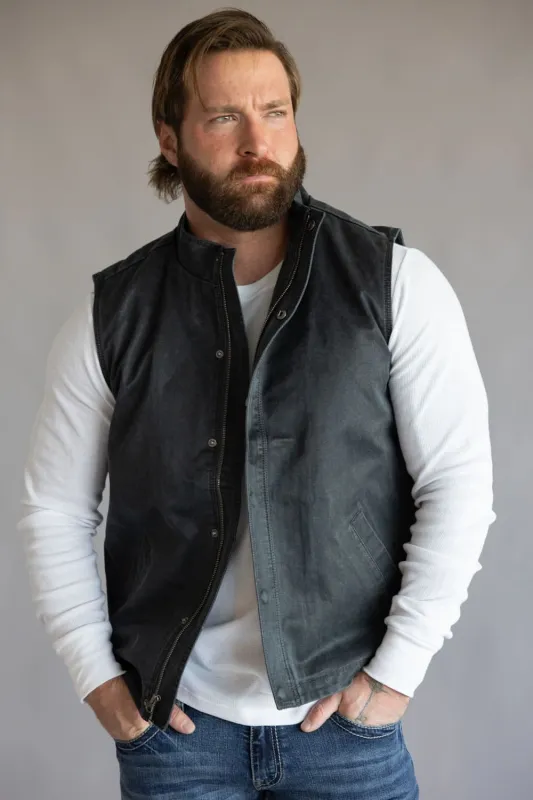 North River Cotton Suede Vest for Men in Gunmetal | NRM8032-GUNMETAL sold by Glik’s