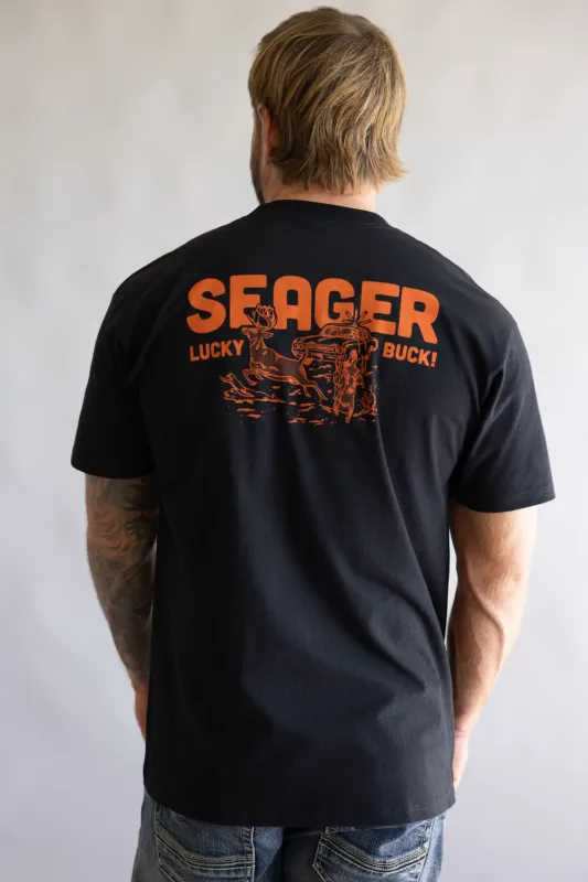 Seager Lucky Buck T-Shirt for Men in Black | MTF25LKBUCKBLK-BLK made by Seager