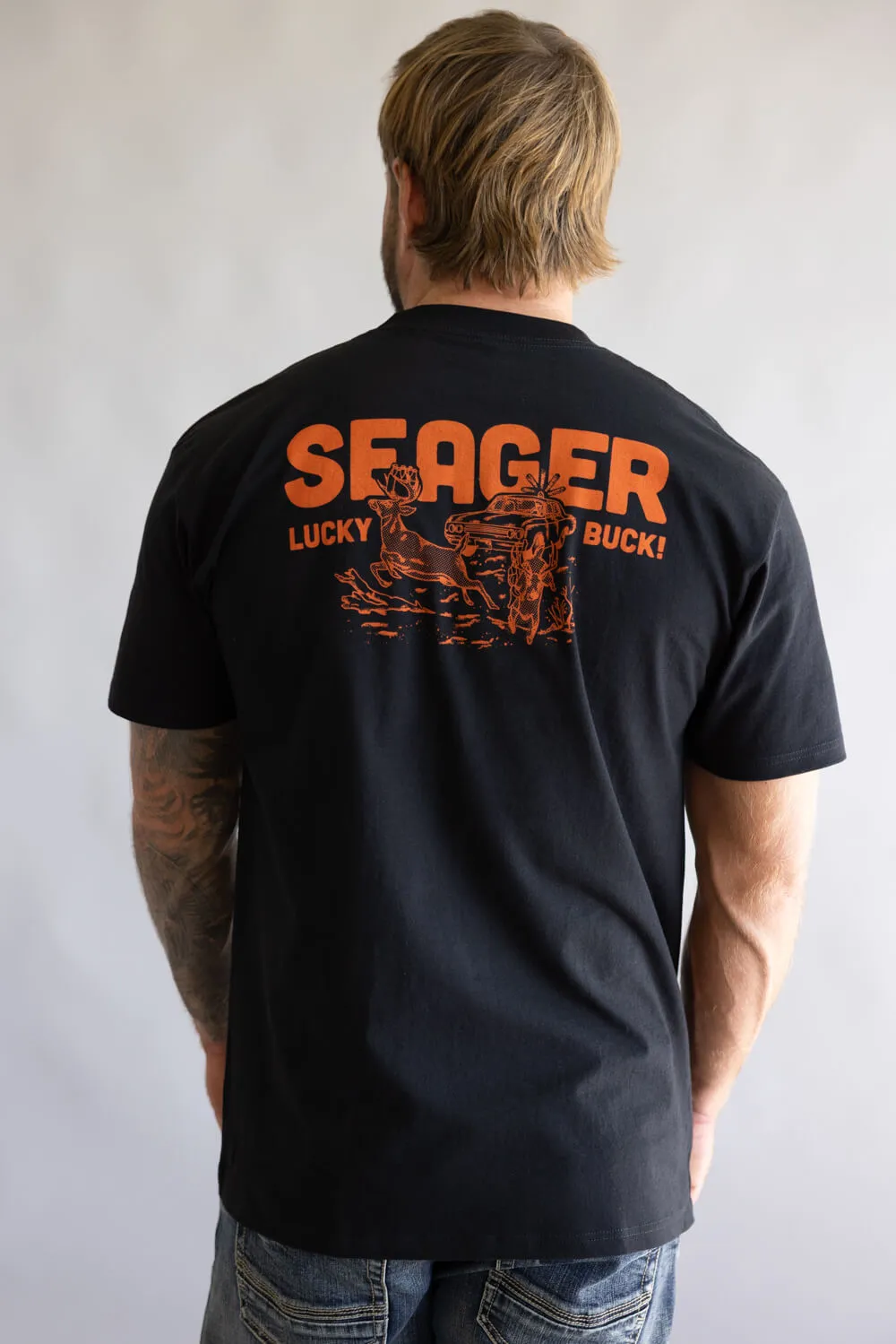 Seager Lucky Buck T-Shirt for Men in Black | MTF25LKBUCKBLK-BLK sold by Glik’s