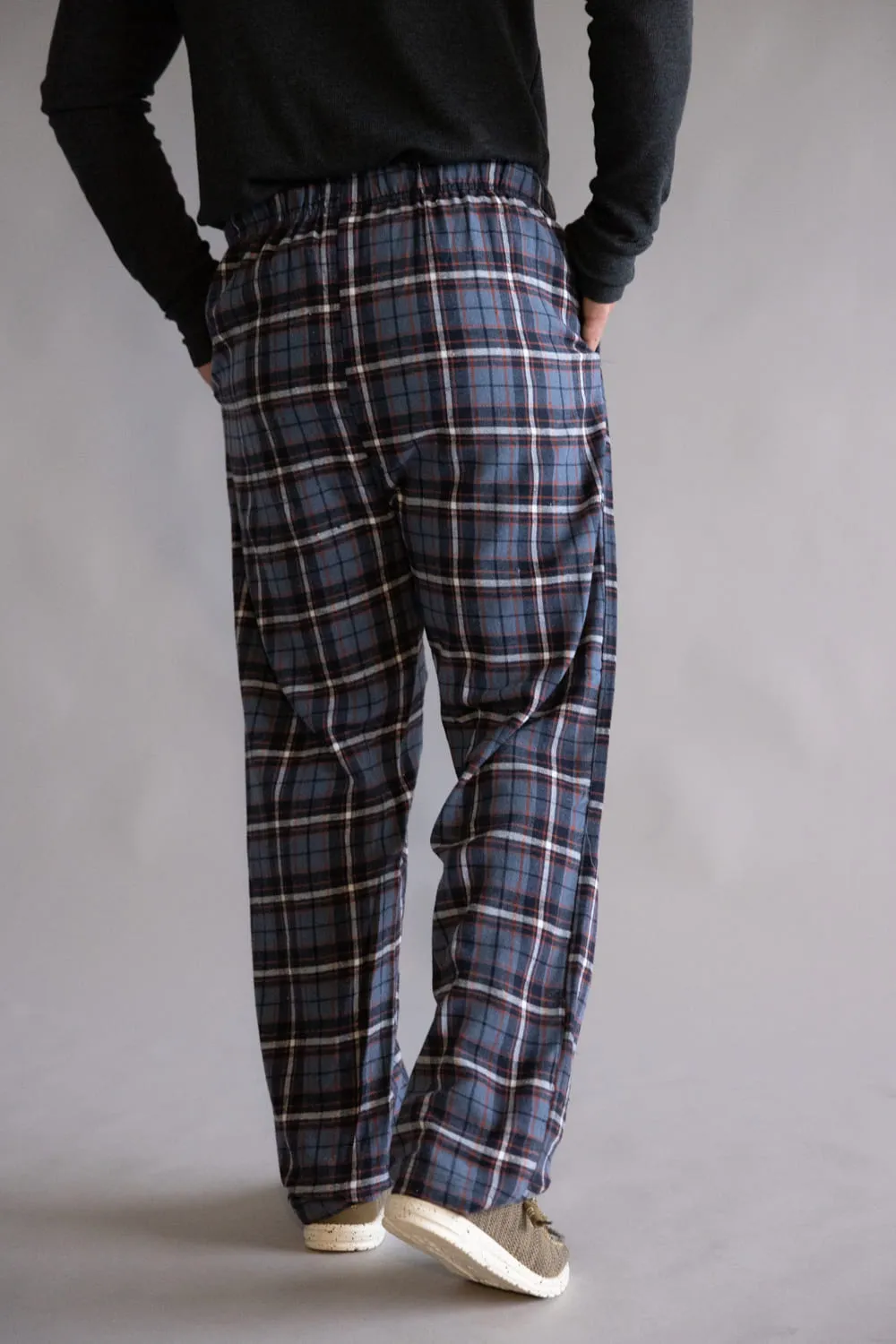 Plaid Flannel Lounge Pants for Men in Blue Orange | EZ71555-BLUE/ORANGE sold by Glik’s product image thumbnail 2