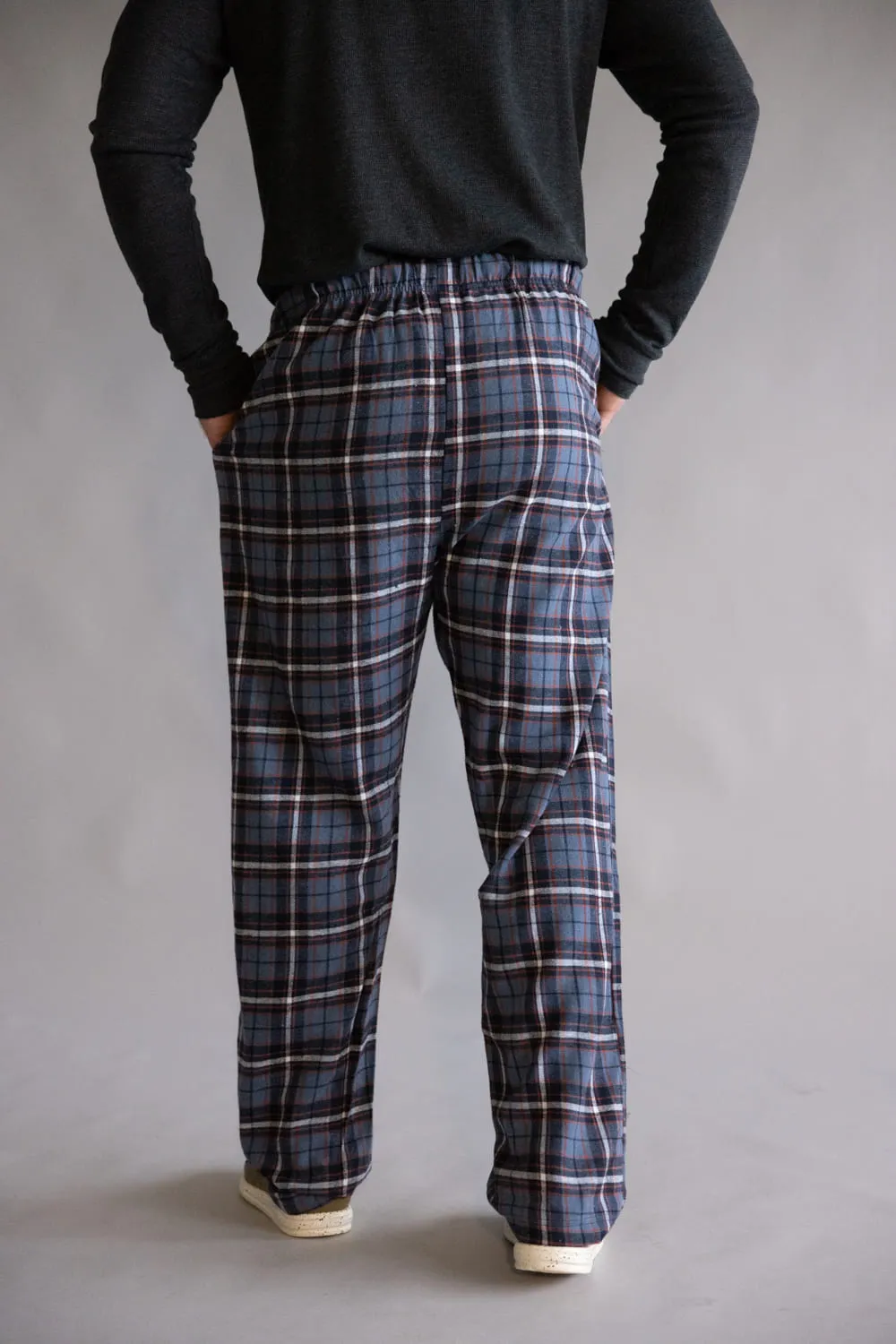Plaid Flannel Lounge Pants for Men in Blue Orange | EZ71555-BLUE/ORANGE sold by Glik’s product image thumbnail 3
