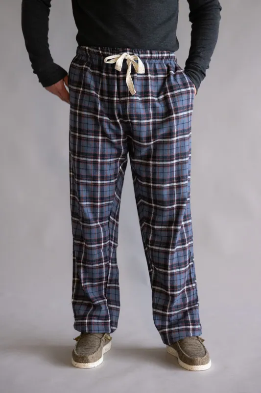 Plaid Flannel Lounge Pants for Men in Blue Orange | EZ71555-BLUE/ORANGE sold by Glik’s