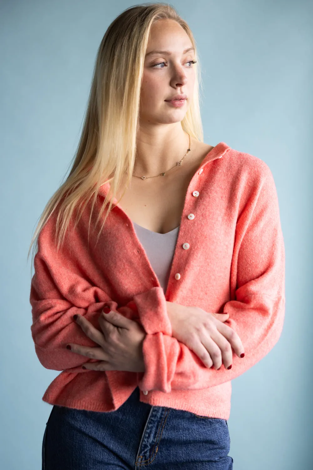 Things Between Piper Cardigan for Women in Peach | TBW237-PCH sold by Glik’s